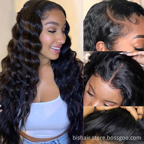13*4 Real Hair 360 Lace Wig Brazil Hair Lace Curved Wave Short Hair Bunch Braids Suitable for Women Natural Color Wholesalers